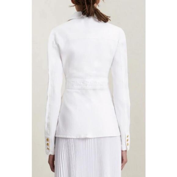 A.L.C. Women’s Amelia II White Denim Collared Gold One Button Blazer Jacket Sz 2 - Picture 5 of 14